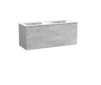 Linie Lado zwevend badmeubel 120 x 46 cm beton donkergrijs met Baro dubbele wastafel in mat witte porselein 1 lade