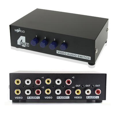 4 Poorts Input 1 Output Audio Video AV RCA Switch Box