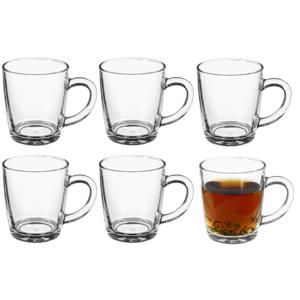 Secret de Gourmet Koffie/thee glazen met oor - set 6x stuks - transparant glas - 340 ml