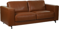 Cognac leren landelijke 2.5-zitsbank Clear - poot hout bruin - Kenia Leer Cognac (cognac leer)