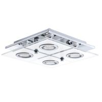 Eglo Led plafondlamp Cabo Square 4x3w - 3000K - 29cm chroom 30931