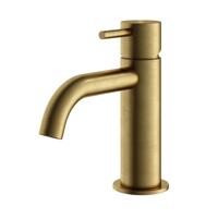 Hotbath Archie - Wastafelmengkraan - zonder Waste - Laag - Geborsteld Messing PVD - Opbouw - Messing - V01