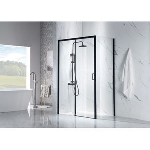 Douchecabine SaniClear Slide Black | 110x90 cm | 1 Schuifdeur | Helder glas | Zwart mat
