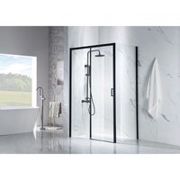 Douchecabine SaniClear Slide Black | 110x90 cm | 1 Schuifdeur | Helder glas | Zwart mat