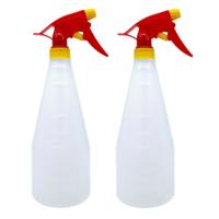 Pro Garden Plantenspuit - 2x - water versproeiers - kunststof - rood/geel - inhoud 1 liter