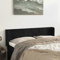 Hoofdbord met randen 147x16x78/88 cm fluweel zwart