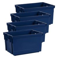 EDA Opbergbox/opbergkrat 20 L - 8x - blauw - kunststof - 39 x 29 x 23 - stapelbaar/nestbaar - Opbergbox