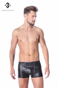 * Code8 by XXX COLLECTION Zwart leren Short met 2 ritsen aan voorzijde (S-3XL-4XL)