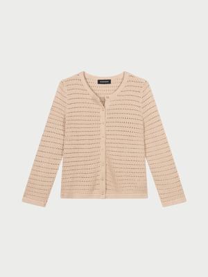 Boxy ajour cardigan met parelknopen