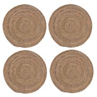 Rotan Placemats Rond - 6x - grof bruin - Dia 38 cm - handgemaakt van natuurlijk materiaal