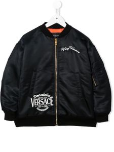 Versace Kids veste bomber zippée à logo brodé - Noir