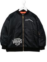Versace Kids veste bomber zippée à logo brodé - Noir
