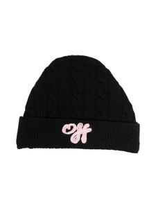 Off-White Kids bonnet Off Cable en laine vierge - Noir