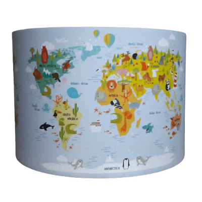 Designed4Kids hanglamp wereldkaart dieren