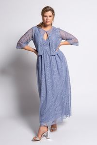 Ulla Popken Bolero, transparant, haakjessluiting, wijde 3/4 mouwen - Grote Maten