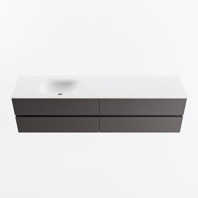 MONDIAZ VICA 190cm badmeubel onderkast Dark Grey 4 lades. Wastafel MOON links 1 kraangat, kleur Talc.