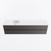 MONDIAZ VICA 190cm badmeubel onderkast Dark Grey 4 lades. Wastafel MOON links 1 kraangat, kleur Talc.