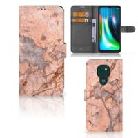 Motorola Moto G9 Play | E7 Plus | Bookcase | Marmer Oranje | Portemonnee hoesje