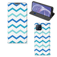 OPPO A73 5G Hoesje met Magneet Zigzag Blauw