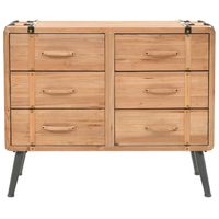 The Living Store Retro Houten Ladekast - 91 x 35 x 73 cm - Met 6 lades - Massief vurenhout - thumbnail