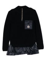 Moncler Enfant robe en maille à patch logo - Bleu - thumbnail