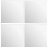Plak spiegels tegels - 4x stuks - glas - zelfklevend - 30 x 30 cm - vierkantjes