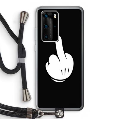 Middle finger black: Huawei P40 Pro Transparant Hoesje met koord