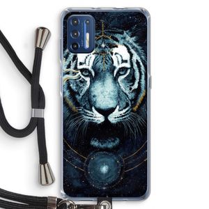 Darkness Tiger: Motorola Moto G9 Plus Transparant Hoesje met koord