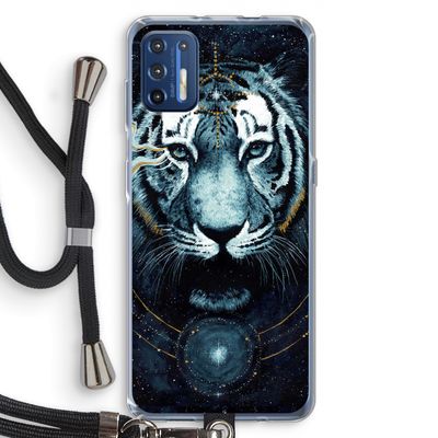 Darkness Tiger: Motorola Moto G9 Plus Transparant Hoesje met koord