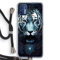 Darkness Tiger: Motorola Moto G9 Plus Transparant Hoesje met koord