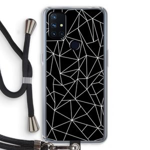 Geometrische lijnen wit: OnePlus Nord N10 5G Transparant Hoesje met koord