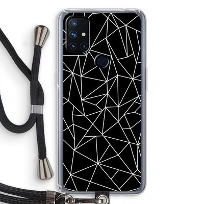 Geometrische lijnen wit: OnePlus Nord N10 5G Transparant Hoesje met koord