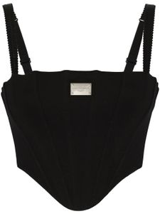 Dolce & Gabbana haut bustier crop à plaque logo - Noir