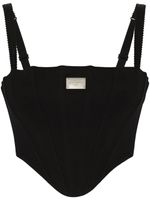 Dolce & Gabbana haut bustier crop à plaque logo - Noir