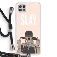 Slay All Day: Samsung Galaxy A22 4G Transparant Hoesje met koord