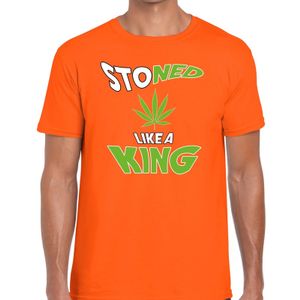 Oranje Koningsdag Stoned like a king t-shirt heren