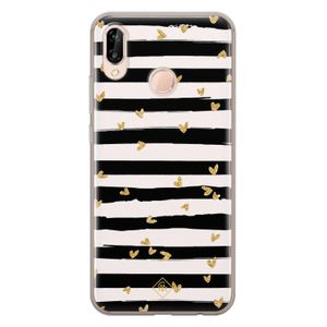Huawei P20 Lite siliconen telefoonhoesje - Hart streepjes