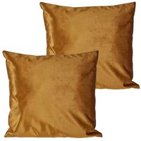 2x stuks bank/sier kussens voor binnen in de kleur velvet goud 45 x 45 cm