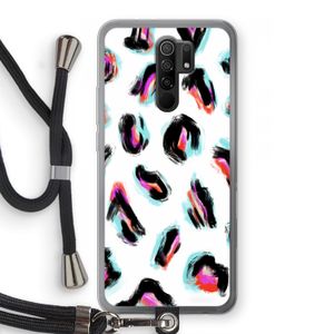 Cheetah color: Xiaomi Redmi 9 Transparant Hoesje met koord