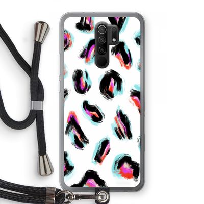 Cheetah color: Xiaomi Redmi 9 Transparant Hoesje met koord