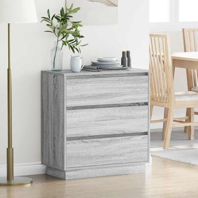 Nachtkastje met lade met Grijs 71 x 34,5 x 75 cm Bewerkt hout