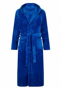 badjas unisex kobaltblauw met capuchon - fleece