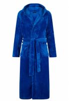 badjas unisex kobaltblauw met capuchon - fleece - thumbnail