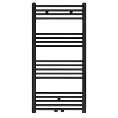 Handdoekradiator Belrad | 110x60 cm | CV radiator | Midden aansluiting | 558 watt | Zwart mat geborsteld