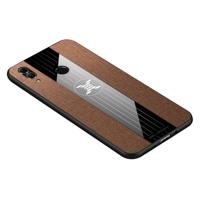 Voor Huawei Honor 10 Lite XINLI stiksels doek Textue schokbestendige TPU beschermhoes (bruin)