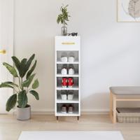 Schoenenkast 30x35x105 cm bewerkt hout hoogglans wit - thumbnail