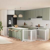 VidaXL Hondenhek inklapbaar met deur 8 panelen 640 cm populierhout wit