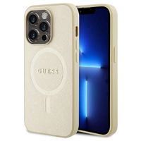 iPhone 15 Pro Max Guess Saffiano Hybrid Case - MagSafe Compatible - Beige - thumbnail