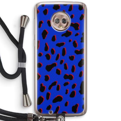 Blue Leopard: Motorola Moto G6 Transparant Hoesje met koord