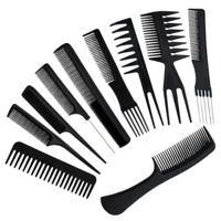 Soulima Kapperskammen - set 10x stuks - kunststof - zwart - kam - kapper